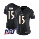 Women's Baltimore Ravens #15 Marquise Brown Black Alternate Vapor Untouchable Limited Player 100th Season Football Jersey