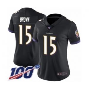 Women's Baltimore Ravens #15 Marquise Brown Black Alternate Vapor Untouchable Limited Player 100th Season Football Jersey