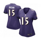 Women's Baltimore Ravens #15 Marquise Brown Game Purple Team Color Football Jersey