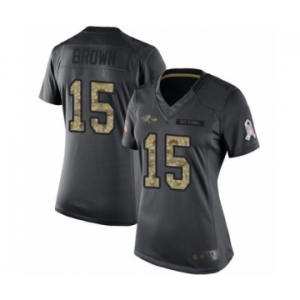 Women's Baltimore Ravens #15 Marquise Brown Limited Black 2016 Salute to Service Football Jersey