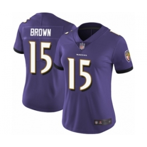 Women's Baltimore Ravens #15 Marquise Brown Purple Team Color Vapor Untouchable Limited Player Football Jersey