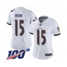 Women's Baltimore Ravens #15 Marquise Brown White Vapor Untouchable Limited Player 100th Season Football Jersey