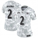 Women's Baltimore Ravens #2 Nate Wiggins 2024 F.U.S.E Arctic Camo Salute To Service Limited Stitched Football Jersey