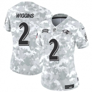 Women's Baltimore Ravens #2 Nate Wiggins 2024 F.U.S.E Arctic Camo Salute To Service Limited Stitched Football Jersey