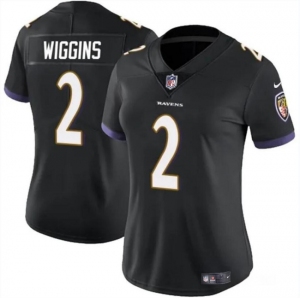 Women's Baltimore Ravens #2 Nate Wiggins Black 2024 Draft Football Jersey