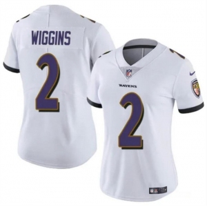 Women's Baltimore Ravens #2 Nate Wiggins White 2024 Draft Football Jersey