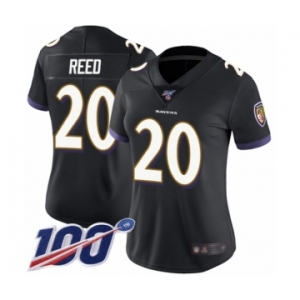 Women's Baltimore Ravens #20 Ed Reed Black Alternate Vapor Untouchable Limited Player 100th Season Football Jersey