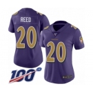 Women's Baltimore Ravens #20 Ed Reed Limited Purple Rush Vapor Untouchable 100th Season Football Jersey