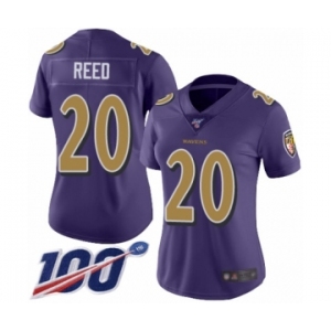 Women's Baltimore Ravens #20 Ed Reed Limited Purple Rush Vapor Untouchable 100th Season Football Jersey