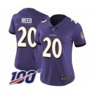 Women's Baltimore Ravens #20 Ed Reed Purple Team Color Vapor Untouchable Limited Player 100th Season Football Jersey