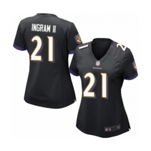 Women's Baltimore Ravens #21 Mark Ingram II Game Black Alternate Football Jersey