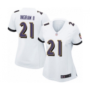 Women's Baltimore Ravens #21 Mark Ingram II Game White Football Jersey