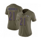 Women's Baltimore Ravens #21 Mark Ingram II Limited Olive 2017 Salute to Service Football Jersey