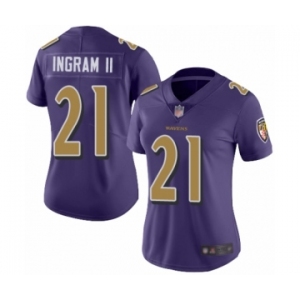 Women's Baltimore Ravens #21 Mark Ingram II Limited Purple Rush Vapor Untouchable Football Jersey