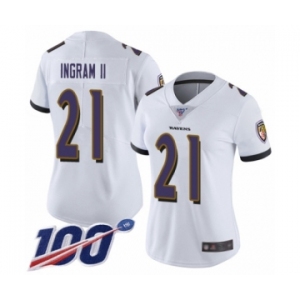 Women's Baltimore Ravens #21 Mark Ingram II White Vapor Untouchable Limited Player 100th Season Football Jersey