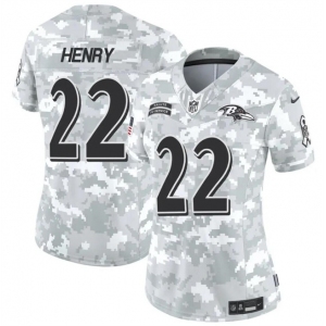 Women's Baltimore Ravens #22 Derrick Henry 2024 F.U.S.E Arctic Camo Salute To Service Limited Stitched Football Jersey