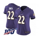 Women's Baltimore Ravens #22 Jimmy Smith Purple Team Color Vapor Untouchable Limited Player 100th Season Football Jersey