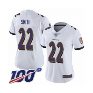 Women's Baltimore Ravens #22 Jimmy Smith White Vapor Untouchable Limited Player 100th Season Football Jersey