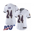 Women's Baltimore Ravens #24 Brandon Carr White Vapor Untouchable Limited Player 100th Season Football Jersey