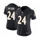 Women's Baltimore Ravens #24 Marcus Peters Black Alternate Vapor Untouchable Limited Player Football Jersey