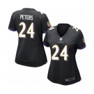 Women's Baltimore Ravens #24 Marcus Peters Game Black Alternate Football Jersey