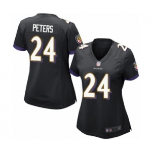 Women's Baltimore Ravens #24 Marcus Peters Game Black Alternate Football Jersey