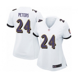 Women's Baltimore Ravens #24 Marcus Peters Game White Football Jersey