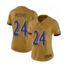 Women's Baltimore Ravens #24 Marcus Peters Limited Gold Inverted Legend Football Jersey