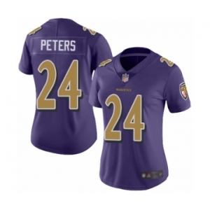 Women's Baltimore Ravens #24 Marcus Peters Limited Purple Rush Vapor Untouchable Football Jersey