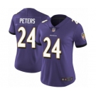 Women's Baltimore Ravens #24 Marcus Peters Purple Team Color Vapor Untouchable Limited Player Football Jersey