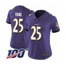 Women's Baltimore Ravens #25 Tavon Young Purple Team Color Vapor Untouchable Limited Player 100th Season Football Jersey