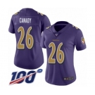 Women's Baltimore Ravens #26 Maurice Canady Limited Purple Rush Vapor Untouchable 100th Season Football Jersey