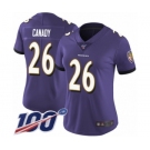 Women's Baltimore Ravens #26 Maurice Canady Purple Team Color Vapor Untouchable Limited Player 100th Season Football Jersey