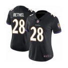 Women's Baltimore Ravens #28 Justin Bethel Black Alternate Vapor Untouchable Limited Player Football Jersey