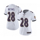 Women's Baltimore Ravens #28 Justin Bethel White Vapor Untouchable Limited Player Football Jersey