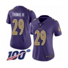 Women's Baltimore Ravens #29 Earl Thomas III Limited Purple Rush Vapor Untouchable 100th Season Football Jersey