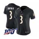 Women's Baltimore Ravens #3 Robert Griffin III Black Alternate Vapor Untouchable Limited Player 100th Season Football Jersey