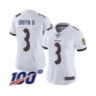 Women's Baltimore Ravens #3 Robert Griffin III White Vapor Untouchable Limited Player 100th Season Football Jersey