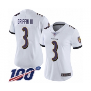 Women's Baltimore Ravens #3 Robert Griffin III White Vapor Untouchable Limited Player 100th Season Football Jersey