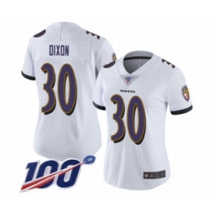 Women's Baltimore Ravens #30 Kenneth Dixon White Vapor Untouchable Limited Player 100th Season Football Jersey