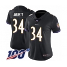 Women's Baltimore Ravens #34 Anthony Averett Black Alternate Vapor Untouchable Limited Player 100th Season Football Jersey