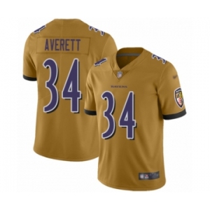 Women's Baltimore Ravens #34 Anthony Averett Limited Gold Inverted Legend Football Jersey