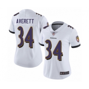 Women's Baltimore Ravens #34 Anthony Averett White Vapor Untouchable Limited Player Football Jersey