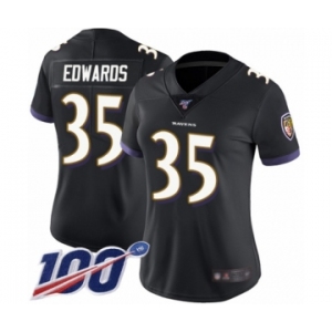 Women's Baltimore Ravens #35 Gus Edwards Black Alternate Vapor Untouchable Limited Player 100th Season Football Jersey