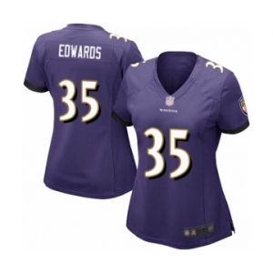 Women's Baltimore Ravens #35 Gus Edwards Game Purple Team Color Football Jersey