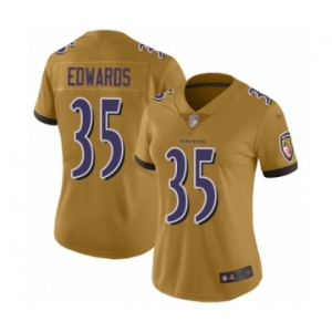 Women's Baltimore Ravens #35 Gus Edwards Limited Gold Inverted Legend Football Jersey