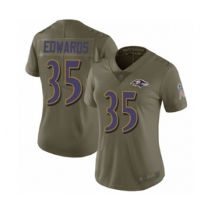 Women's Baltimore Ravens #35 Gus Edwards Limited Olive 2017 Salute to Service Football Jersey