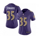 Women's Baltimore Ravens #35 Gus Edwards Limited Purple Rush Vapor Untouchable Football Jersey