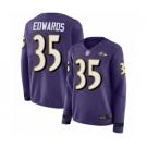 Women's Baltimore Ravens #35 Gus Edwards Limited Purple Therma Long Sleeve Football Jersey