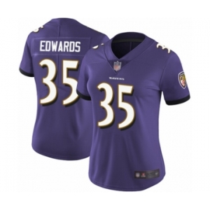 Women's Baltimore Ravens #35 Gus Edwards Purple Team Color Vapor Untouchable Limited Player Football Jersey